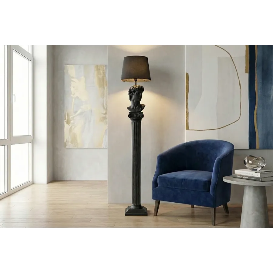 Invicta Lampa podłogowa DAVID czarna 19 x 120 x 19cm / 48061