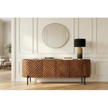 Invicta Szafka TV ADLON 3D brązowe mango 160 x 56 x 43cm / 47584