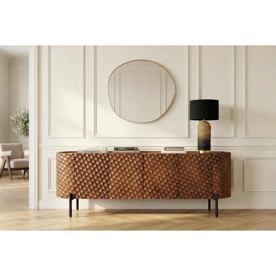 Invicta Szafka TV ADLON 3D brązowe mango 160 x 56 x 43cm / 47584