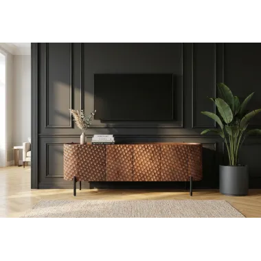 Invicta Szafka TV ADLON 3D brązowe mango 160 x 56 x 43cm / 47584