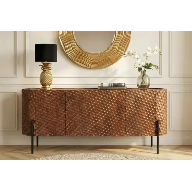 Invicta Komoda ADLON 3D brązowe mango 177 x 76 x 38cm / 47148