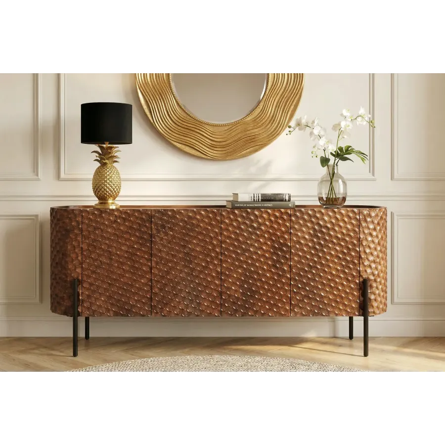 Invicta Komoda ADLON 3D brązowe mango 177 x 76 x 38cm / 47148