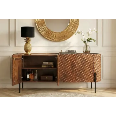 Invicta Komoda ADLON 3D brązowe mango 177 x 76 x 38cm / 47148