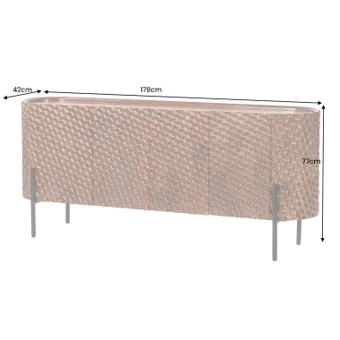 Invicta Komoda ADLON 3D brązowe mango 177 x 76 x 38cm / 47148