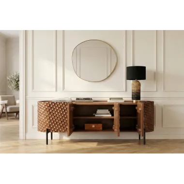 Invicta Szafka TV ADLON 3D brązowe mango 200 x 56 x 43cm / 47585