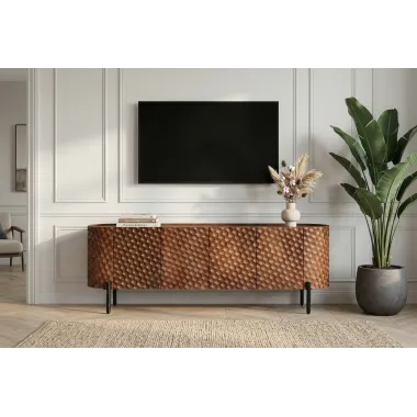 Invicta Szafka TV ADLON 3D brązowe mango 200 x 56 x 43cm / 47585