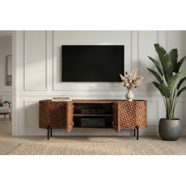 Invicta Szafka TV ADLON 3D brązowe mango 200 x 56 x 43cm / 47585