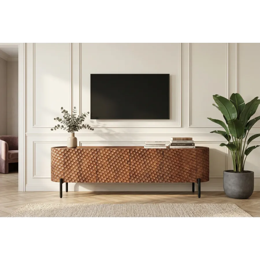 Invicta Szafka TV ADLON 3D brązowe mango 200 x 56 x 43cm / 47585