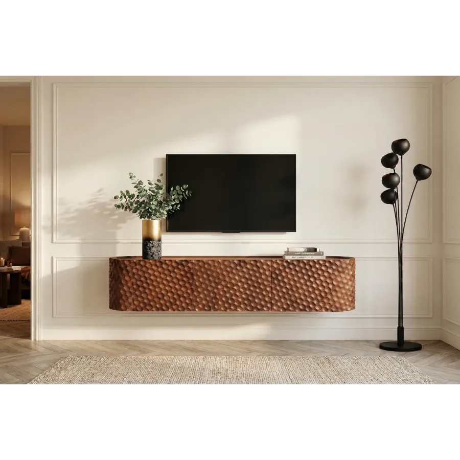 Invicta Szafka TV ADLON 3D brązowe mango 160 x 56 x 43cm / 47584