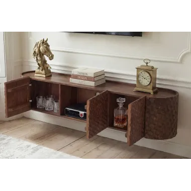 Invicta Szafka TV ADLON 3D brązowe mango 160 x 56 x 43cm / 47584