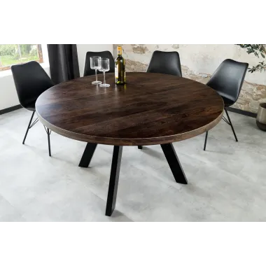 Invicta IRON CRAFT stół do jadalni okrągły mango taupe brown Ø 120cm / 46796