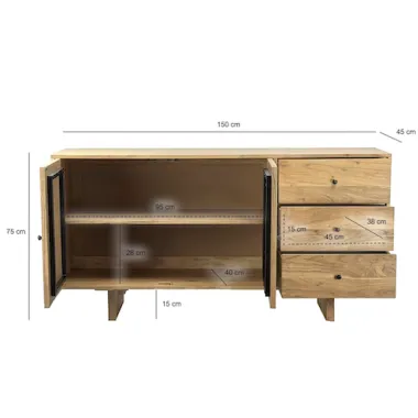 Wohnling Komoda PARKIET drewno akacji 150 x 75 x 45cm / WL7.597