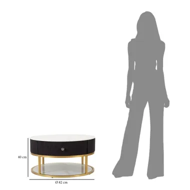 Stolik kawowy MONTPELLIER kremowy Ø 75 x 36cm / 1426120000C