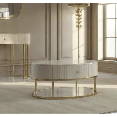 Stolik kawowy MONTPELLIER kremowy Ø 75 x 36cm / 1426120000C