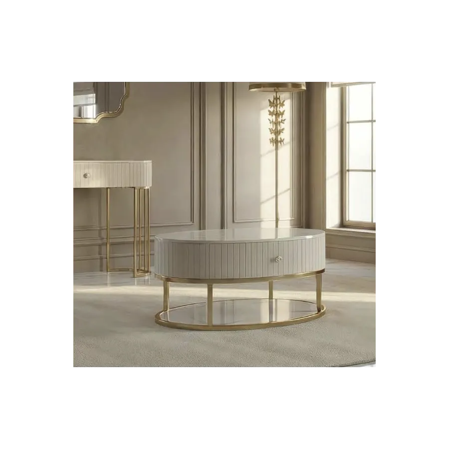 Stolik kawowy MONTPELLIER kremowy Ø 75 x 36cm / 1426120000C