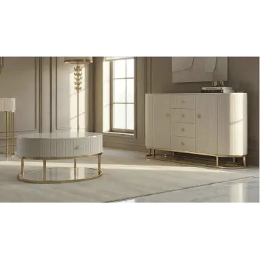 Stolik kawowy MONTPELLIER kremowy Ø 75 x 36cm / 1426120000C