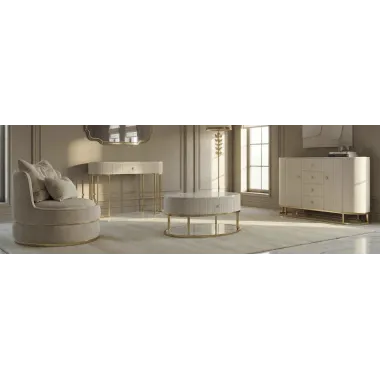 Stolik kawowy MONTPELLIER kremowy Ø 75 x 36cm / 1426120000C