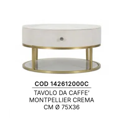 Stolik kawowy MONTPELLIER kremowy Ø 75 x 36cm / 1426120000C