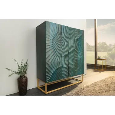 Invicta Komoda wysoka SCORPION 3D turkusowa mango 100 x 120 x 38cm / 48407