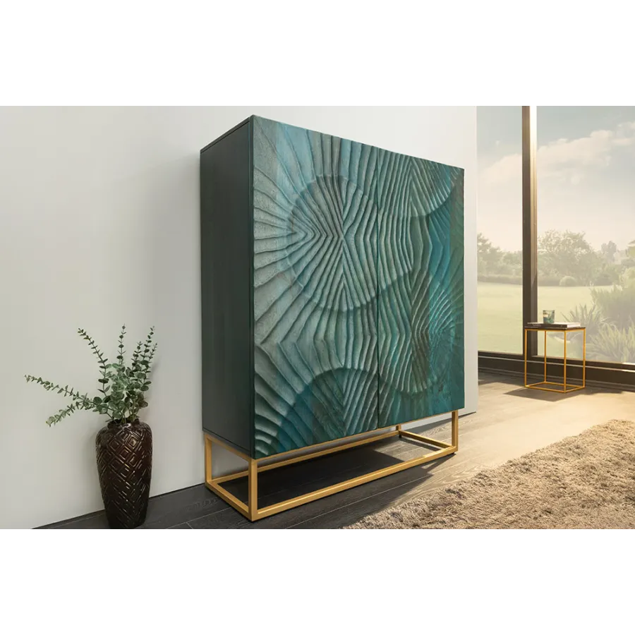 Invicta Komoda wysoka SCORPION 3D turkusowa mango 120cm / 48407