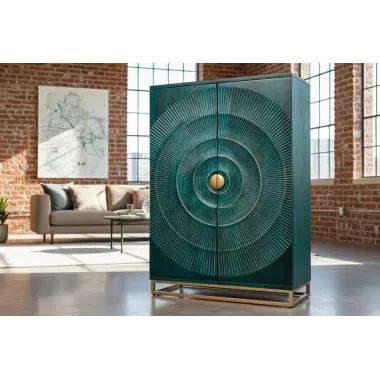 Invicta Komoda GOLDEN SUNSET wysoka turkusowe mango 95 x 140 x 42cm / 48526