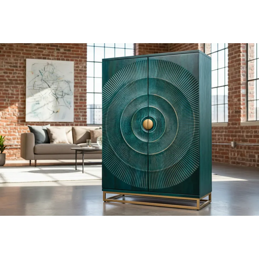 Invicta Komoda GOLDEN SUNSET wysoka turkusowe mango 95 x 140 x 42cm / 48526