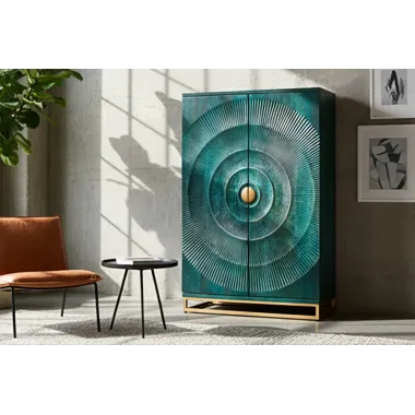 Invicta Komoda GOLDEN SUNSET wysoka turkusowe mango 95 x 140 x 42cm / 48526