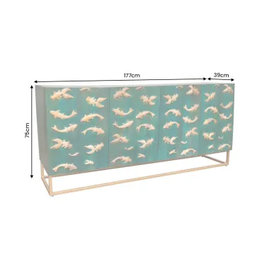 Invicta Komoda GOLDEN LAGOON 3D turkusowe mango 177cm / 46200