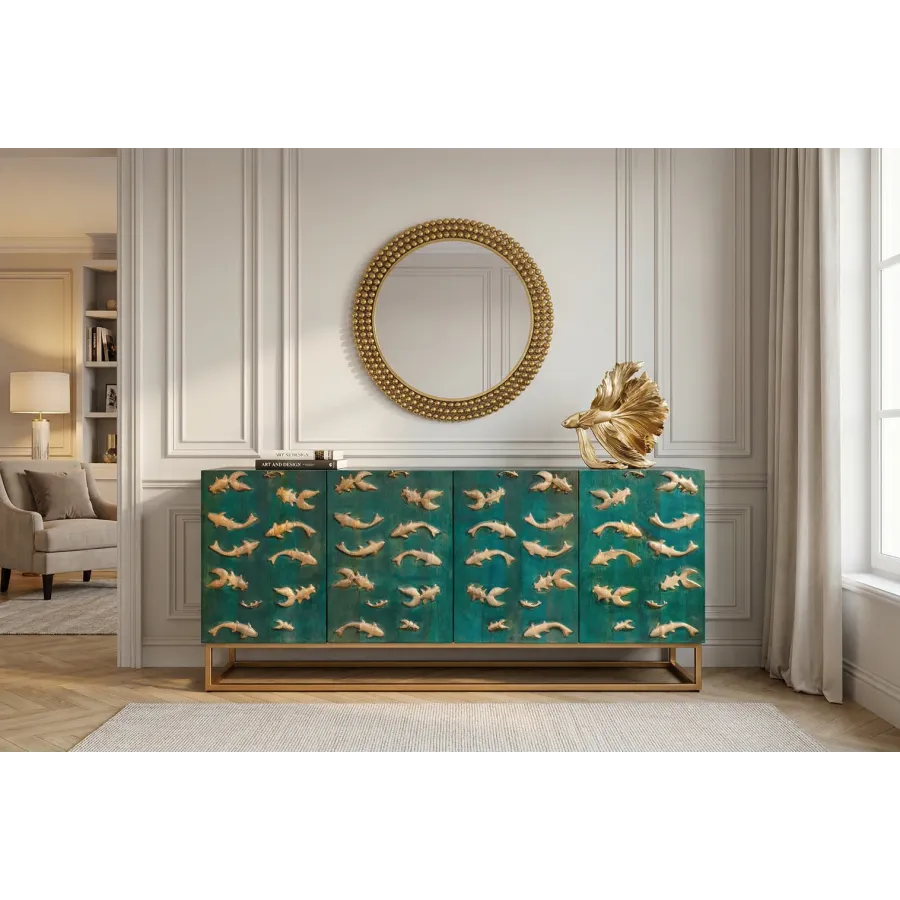 Invicta Komoda GOLDEN LAGOON 3D turkusowe mango 177cm / 46200