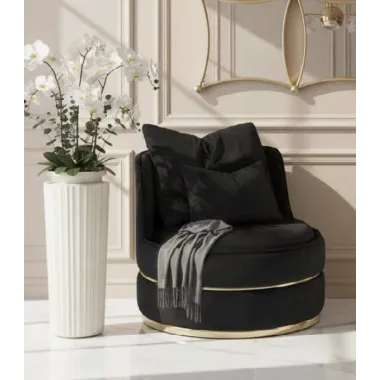 Fotel PARIS SPACE Czarny/Złoty Ø 84 x 72cm / 142410000N