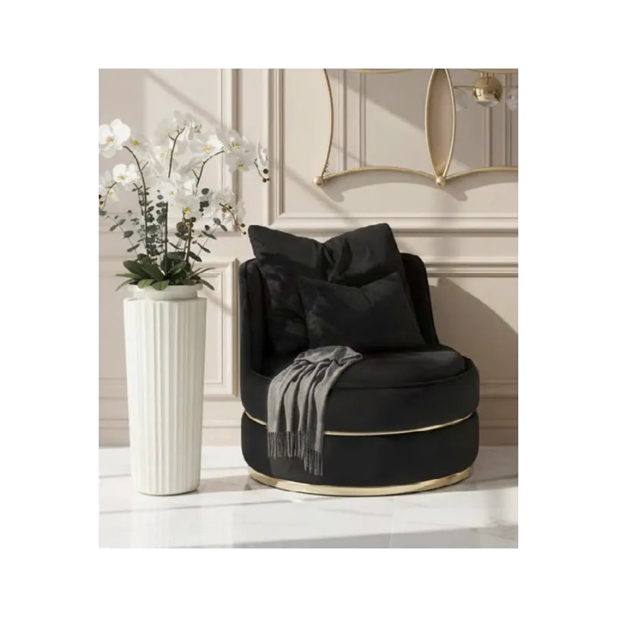 Fotel PARIS SPACE Czarny/Złoty Ø 84 x 72cm / 142410000N