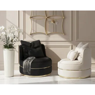 Fotel PARIS SPACE Kremowy/Złoty Ø 84 x 72cm / 142410000C