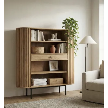 Wohnling HOT SPOT Regał na książki naturalna akacja 105 x 122 x 40cm / WL7.014