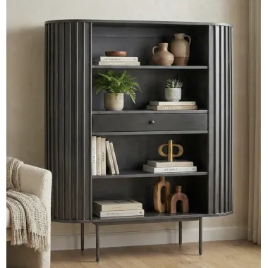 Wohnling HOT SPOT Regał na książki czarny akacja 105 x 122 x 40cm / WL7.013