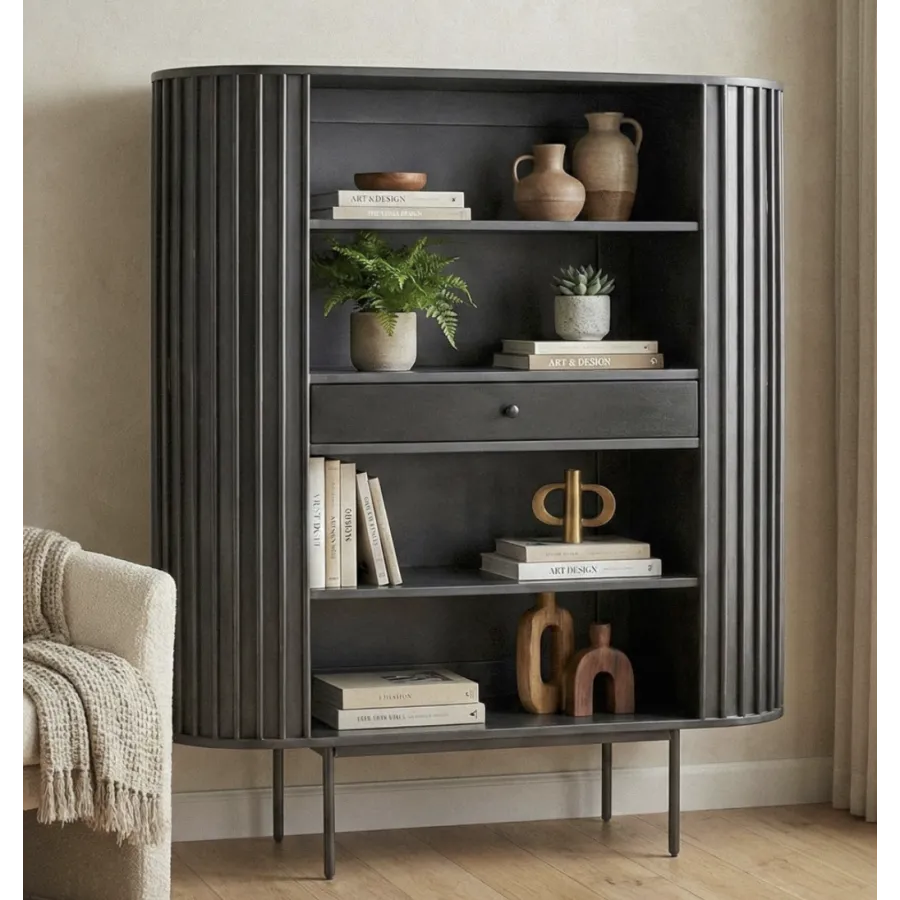 Wohnling HOT SPOT Regał na książki czarny akacja 105 x 122 x 40cm / WL7.013