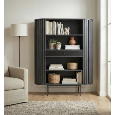 Wohnling HOT SPOT Regał na książki czarny akacja 105 x 122 x 40cm / WL7.013