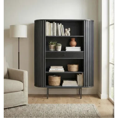 Wohnling HOT SPOT Regał na książki czarny akacja 105 x 122 x 40cm / WL7.013