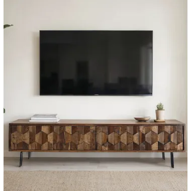 WOHNLING Szafka TV MYSTIC LIVING 3D sheesham 160 x 40 x 35cm / WL7.030