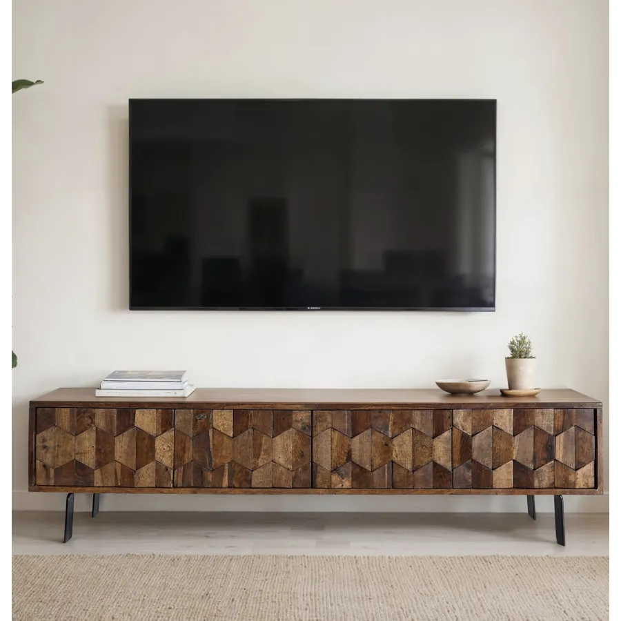 WOHNLING Szafka TV MYSTIC LIVING 3D sheesham 160 x 40 x 35cm / WL7.030