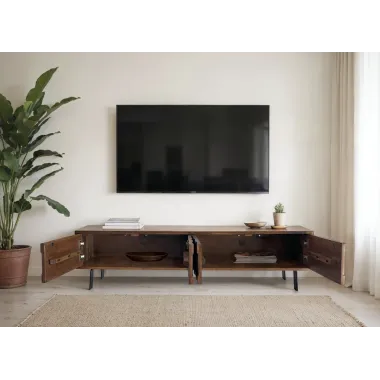 WOHNLING Szafka TV MYSTIC LIVING 3D sheesham 160 x 40 x 35cm / WL7.030