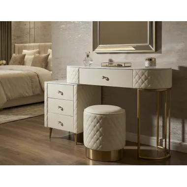 Włoska Toaletka SHARON PANNA biała z pufą 120 x 75 x 40cm / 142835000P