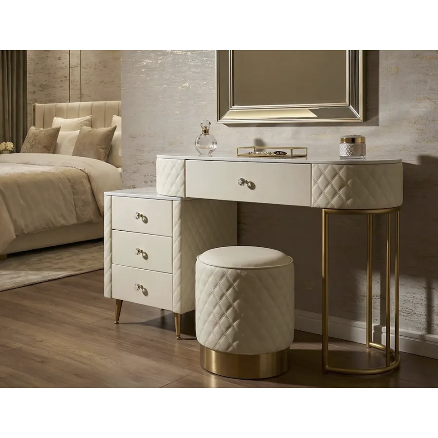 Włoska Toaletka SHARON PANNA biała z pufą 120 x 75 x 40cm / 142835000P