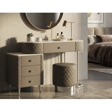 Włoska Toaletka SHARON GRIGIA Szara z pufą 120 x 75 x 740cm / 14283500AG