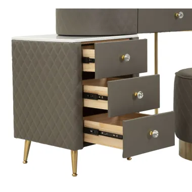 Włoska Toaletka SHARON GRIGIA szara z pufą 120 x 75 x 40cm / 142835000G