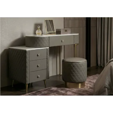 Włoska Toaletka SHARON GRIGIA szara z pufą 120 x 75 x 40cm / 142835000G