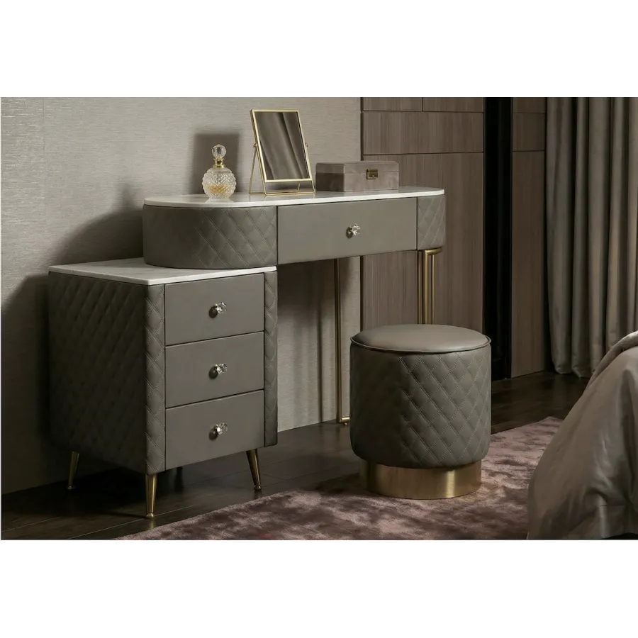 Włoska Toaletka SHARON GRIGIA szara z pufą 120 x 75 x 40cm / 142835000G