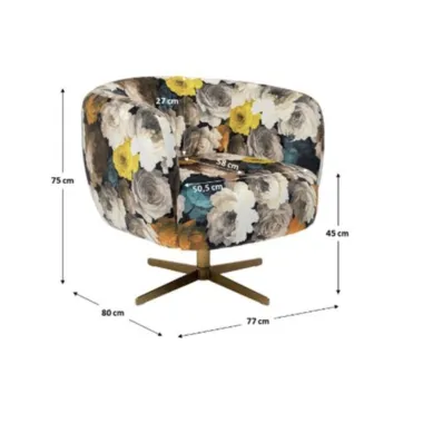 Kare FOTEL obrotowe PEONY PEACOCK 81 x 70 x 75cm / 71058