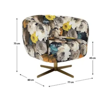 Kare FOTEL obrotowe PEONY PEACOCK 81 x 70 x 75cm / 71057