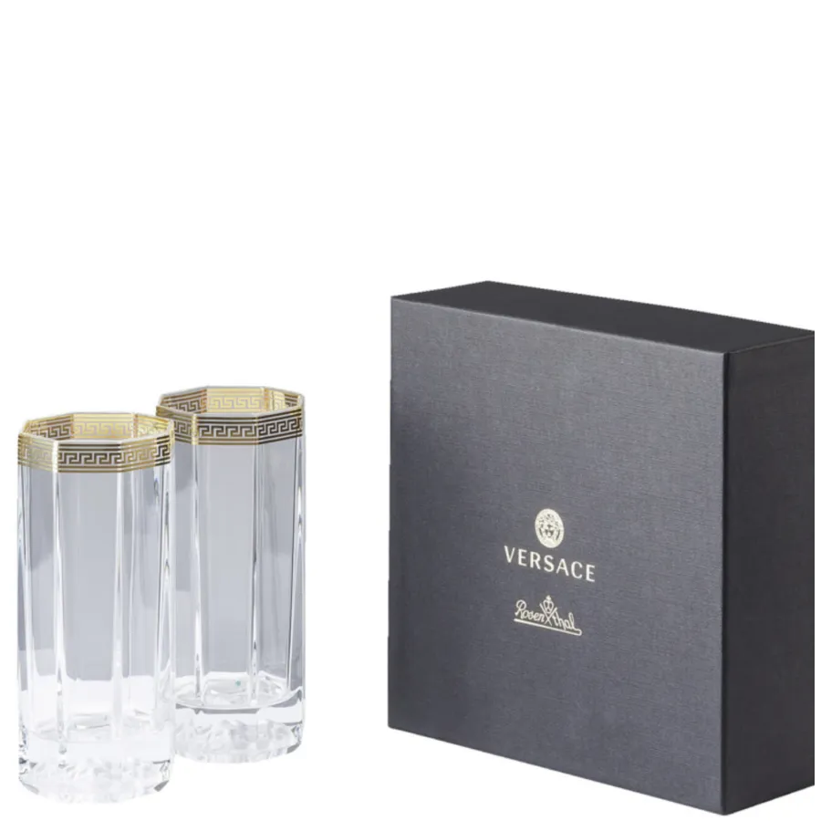 Zestaw 2 szklanek Longdrink Versace Crystal Medusa DOr