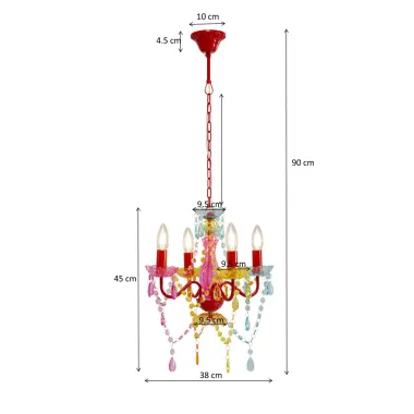 Kare Lampa wisząca MULTICOLOR 4 ramienna 38 x 90 x 38cm / 58008